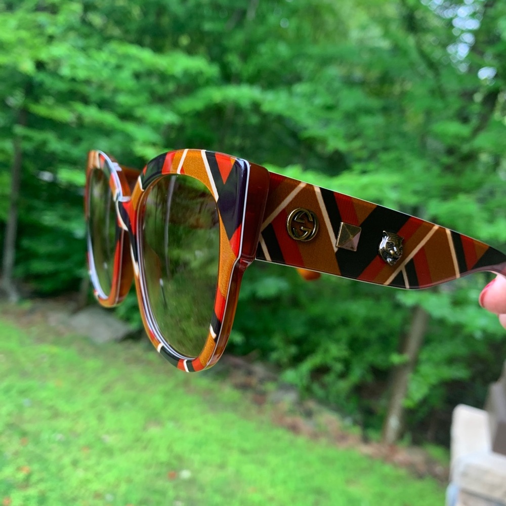 Authentic GUCCI 55 Plaid Oversized logo acetate sg